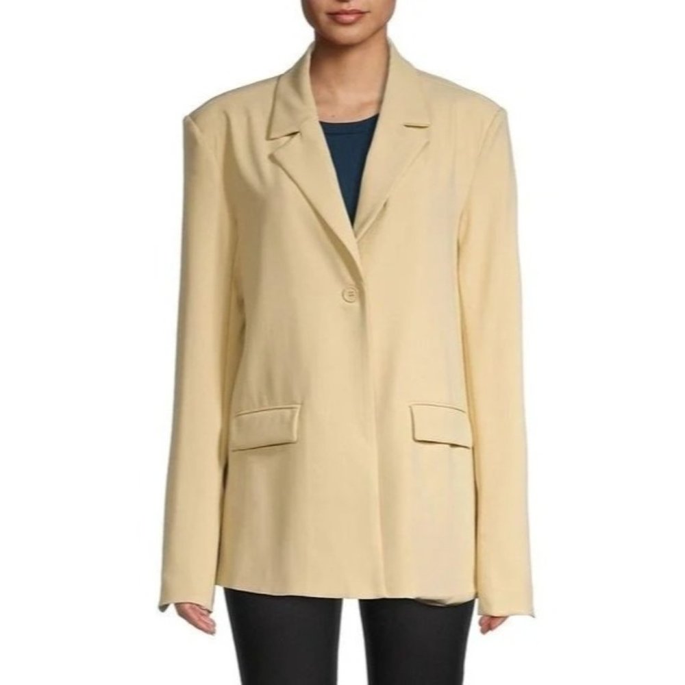 NWT Danielle Bernstein Size Small Summer Blazer Stretch Herringbone Twill Taupe